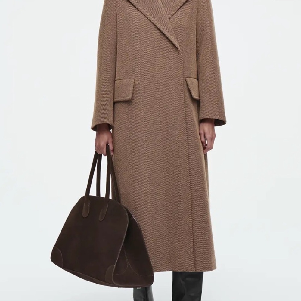 COS Dark Brown Suede Tote Bowling Bag - Picture 2 of 6